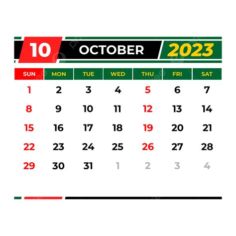 Kalender Oktober 2023 Oktober Kalender Bulan PNG Dan Vektor Dengan