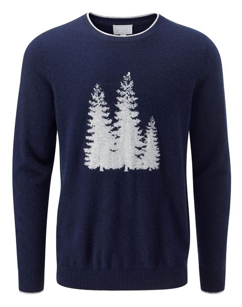 Navy Intarsia Mens Intarsia Sweater Pure Collection