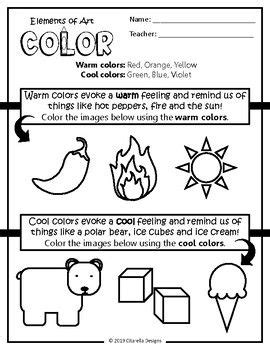 The Elements Of Art Color Worksheet Focuses On The Warm And Cool