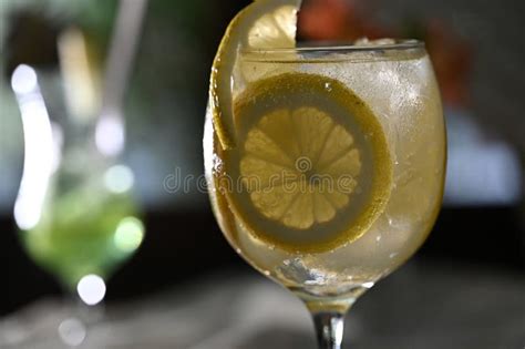 Refreshing Italian Soda And Lemon Mojito Drink With Green Apple Detox