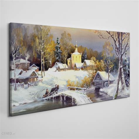 Coloray Obraz Canvas zima śnieg wieś 120x60 cm OCH36305607120X60CM