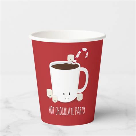 Christmas Party Hot Chocolate Hot Cocoa Paper Cups Zazzle