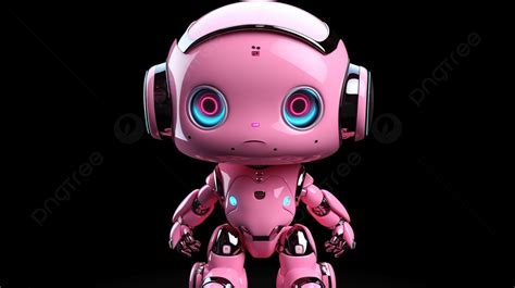 Fond Adorable Robot Rose Regardant Vers Le Haut Dans Une Illustration