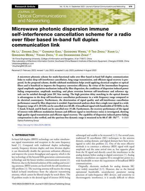 Microwave Photonic Dispersion Immune Self Interference Cancellation