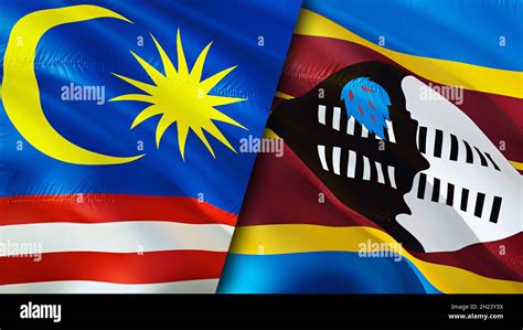 Malaysia And Eswatini Flags D Waving Flag Design Malaysia Eswatini