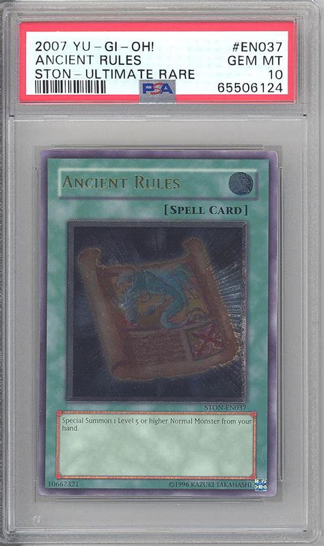 Psa 10 Yu Gi Oh Card Ston En037 Ancient Rules Ultimate Rare Holo Gem Mint Bbtoystore