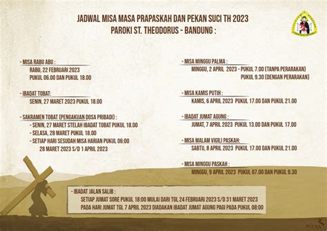 Jadwal Misa Masa Prapaskah Dan Pekan Suci 2023 Gereja St Theodorus