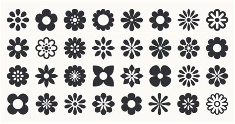 3300 Retro Daisy Flower Clip Art Stock Illustrations Royalty Free