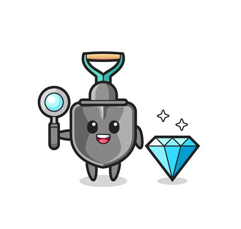 Illustration of shovel character with a diamond 3483114 Vector Art at ...