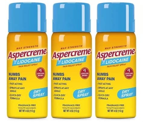 3 Pack Aspercreme Lidocaina Spray Para Dolor Muscular Envío Gratis