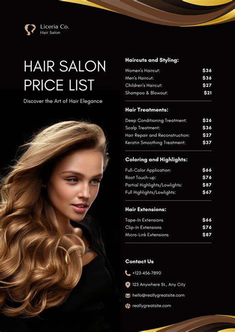 Hair Salon Prices List And Menu Design Ideas 44 Off