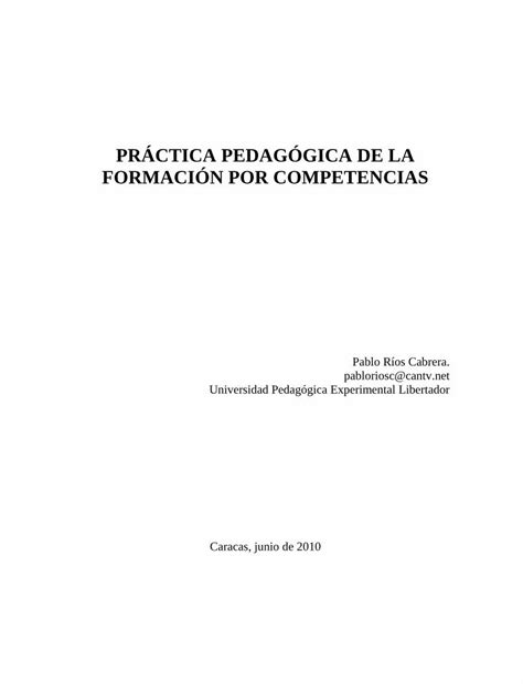 PDF PRÁCTICA PEDAGÓGICA DE LA FORMACIÓN POR COMPETENCIAS PDF