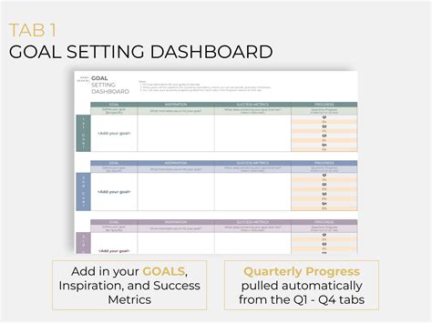 Quarterly Goal Setting Spreadsheet Digital Goal Planner New Year