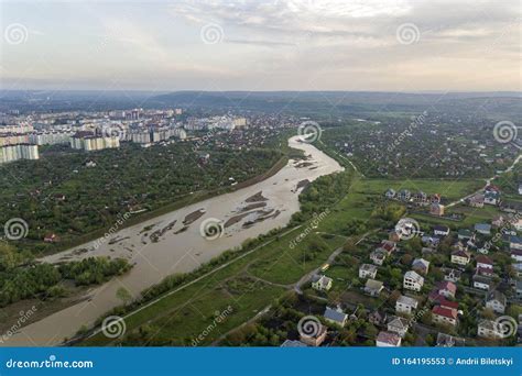 Vista Aérea Da Cidade De Ivano Frankivsk Zonas Residenciais E