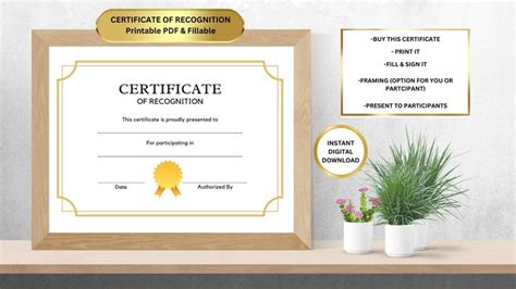 Printable Certificate of Recognition Certificate for Employee Award Recognition Event Attendance ...