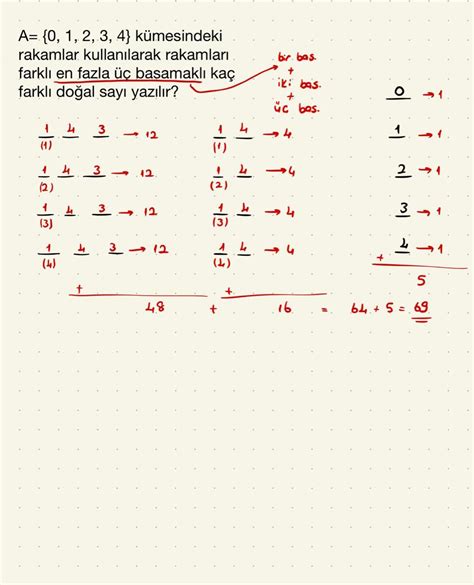 A 0 1 2 3 4 kümesindeki rakamlar kullanılarak rakamları farklı