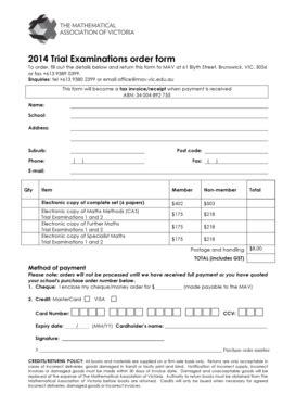 Fillable Online Trial Examinations Order Form Fax Email Print