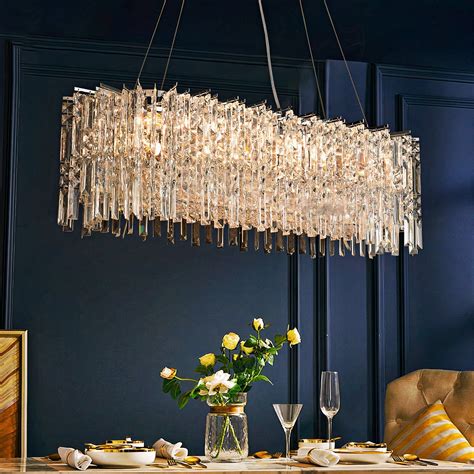 YLK Kitchen Island Modern Crystal Chandelier - L100xW38xH23cm ...