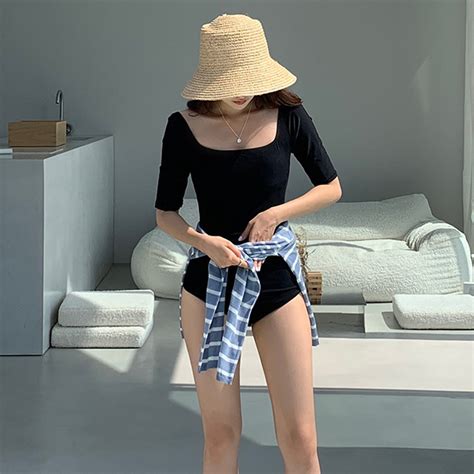 Đồ Bơi Nữ Liền Thân Bikini Mảnh Áo Tắm Đi Biển Cao Cấp Dáng Body Suit Ngắn Tay Set Đi Biển
