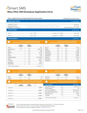 Fillable Online Mass Filter SMS Broadcast Application Form Please