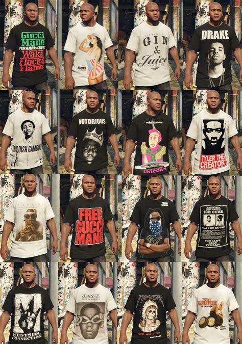 Franklin Hip Hop T Shirt Pack GTA 5 Mods