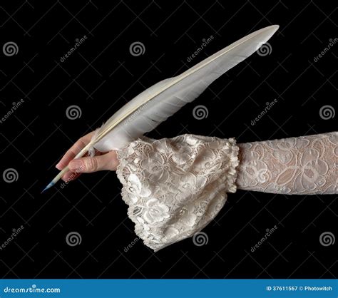 Classic Hand Writing With Goose Feather Stock Image Image Of Quill