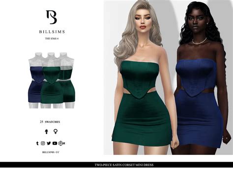 The Sims Resource Two Piece Satin Corset Mini Dress