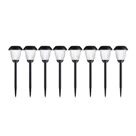 16 In Solar Black Led Path Light 8 Pack 905730nxu The Home Depot