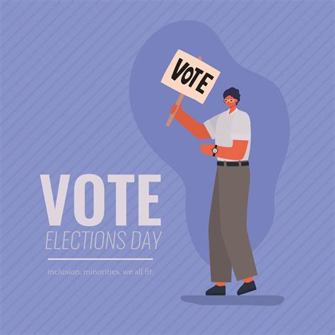 Man With Vote Banner On Purple Background Vector Design 2093040 Vector