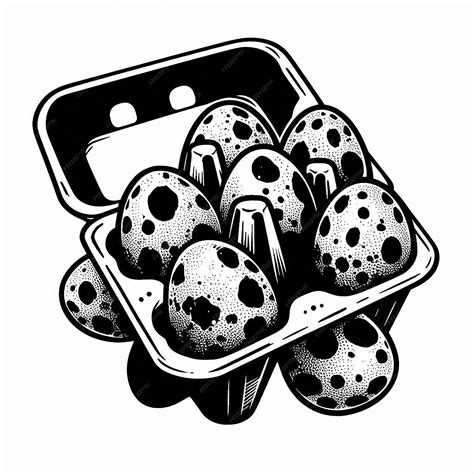 Premium Vector Quail Egg Carton Silhouette Line Art Vector