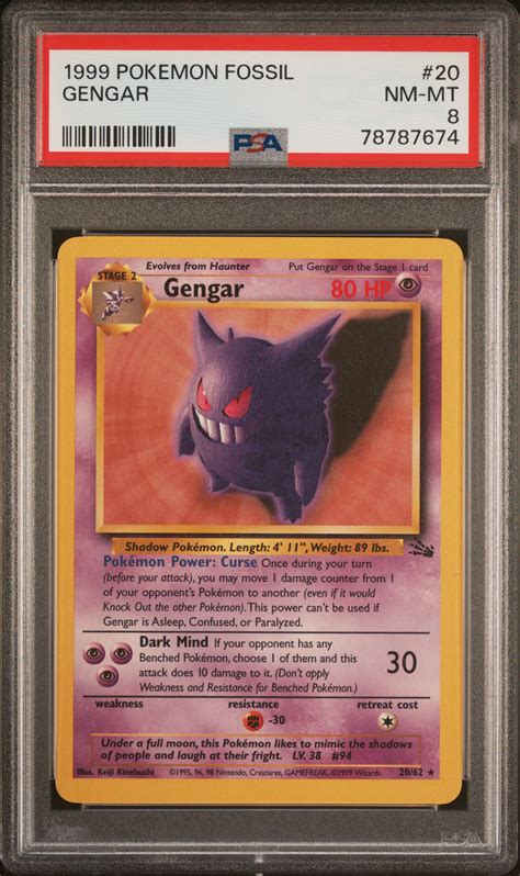 Gengar 1999 Fossil 2062 Unlimited Psa 8 Price Guide Sports Card