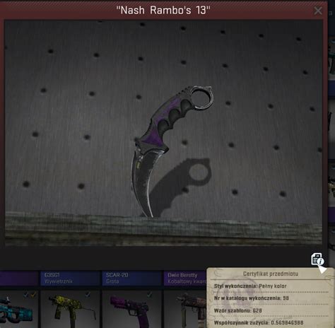 CS GO Karambit Nóż Kosa Ultrafiolet Ultraviolet BS 7213582548