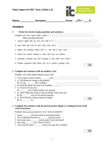 Test 1 Page 0001 Interactive Worksheet Edform