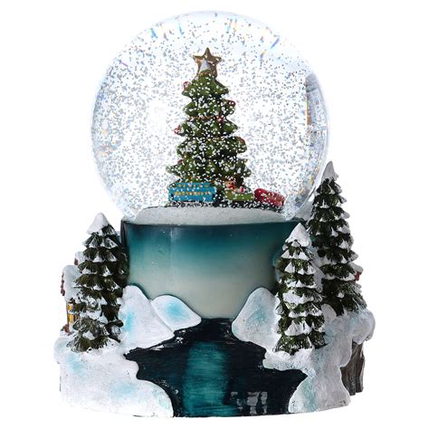 Illuminated Musical Christmas Snow Globe With Tree 20 Cm Online Sales