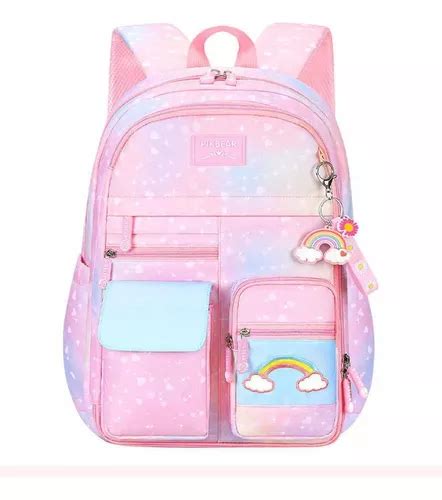 Mochila Kawaii Estrellado De Arco Ris Para Mujer Escolar Cuotas Sin