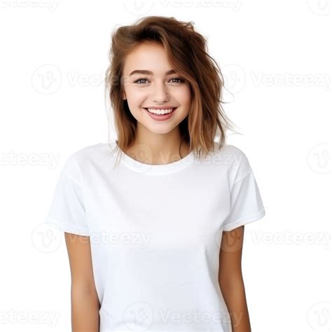 Young Woman In White T Shirt Isolated 27546616 Png