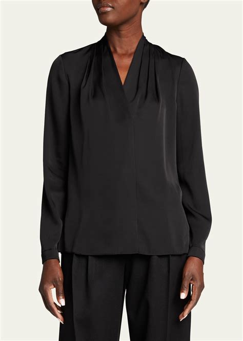 Kobi Halperin Nellie Pleated V Neck Long Sleeve Blouse Bergdorf Goodman