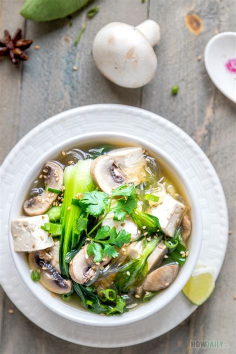 Vegan Baby Bok Choy Mushroom Soup With Tofu Gluten Free Recipe