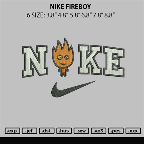 Nike Fireboy Embroidery File 6 Sizes Master Digitizer