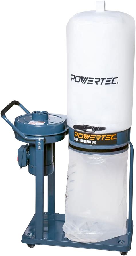 POWERTEC 1 HP Dust Collector With 1 Micron Dust Collector Bags And