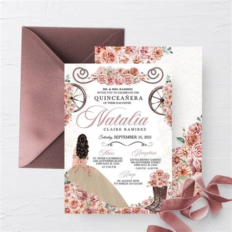 EDITABLE Invitation Rose Gold Champagne Western Cowboy Boots