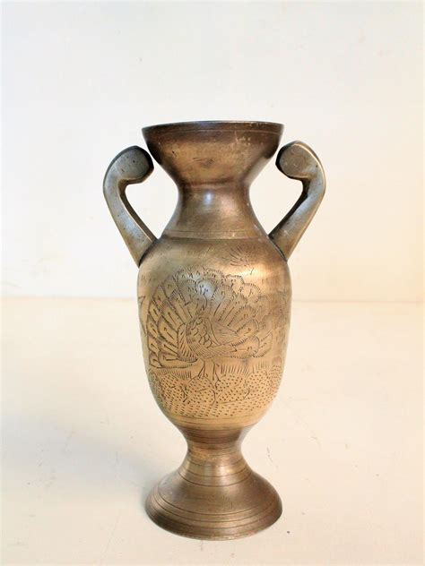 Beautiful Vintage Brass Hand Carved Vase Style It By Hanika