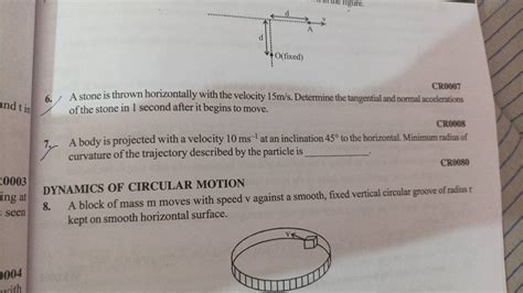 6 A Stone Is Thrown Horizontally With The Velocity 15 M S Determine The