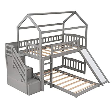 House Bed Bunk Beds With Slide Meritline Wood Twin Bunk Bed With