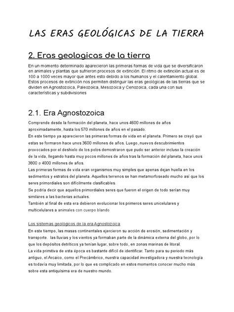 Las Eras Geológicas De La Tierra Pdf Naturaleza Ciencias De La Tierra