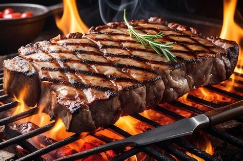 Premium Photo Juicy Grilled Meat With Fire