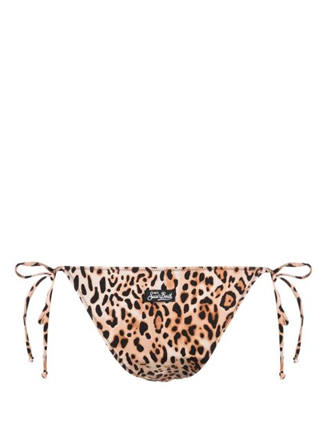 Mc2 Saint Barth Logo Patch Leopard Print Bikini Bottoms Farfetch