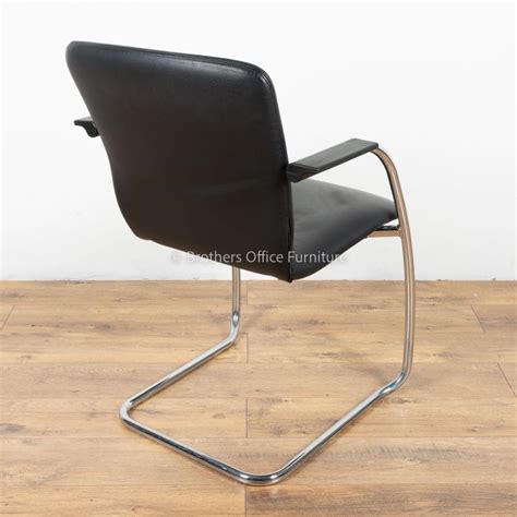 Orangebox Go Black Leather Cantilever Meeting Chair