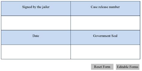 Jail Release Form - Editable Forms