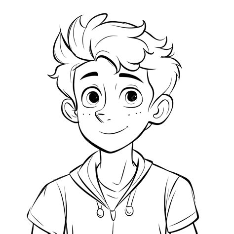 Cute Boy Coloring Page Outline Sketch Drawing Vector Shadowing Drawing